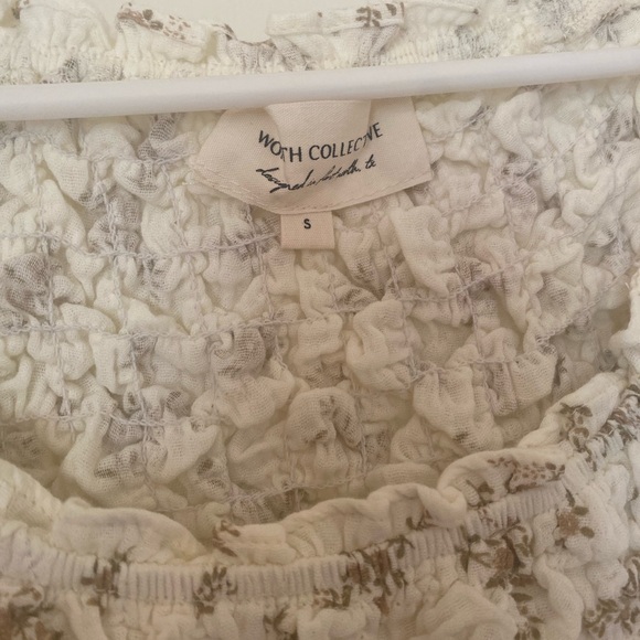 NWT Worth Collective Emilia 100% Cotton Smocked Floral Cream Maxi Dress - Picture 4 of 4